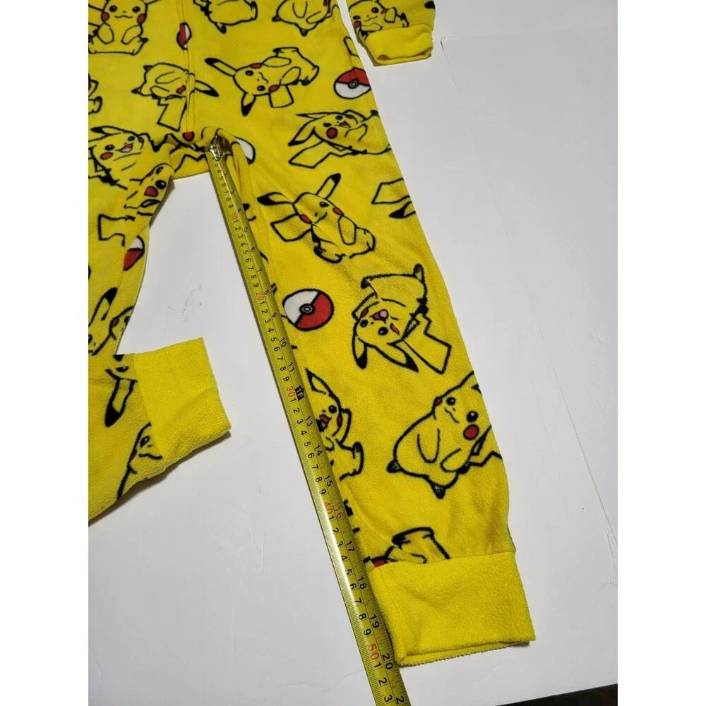(FD)Pokemon Pikachu Union Suit Hoodie Pajamas Boys Youth  Size 8 One-Pc Costume